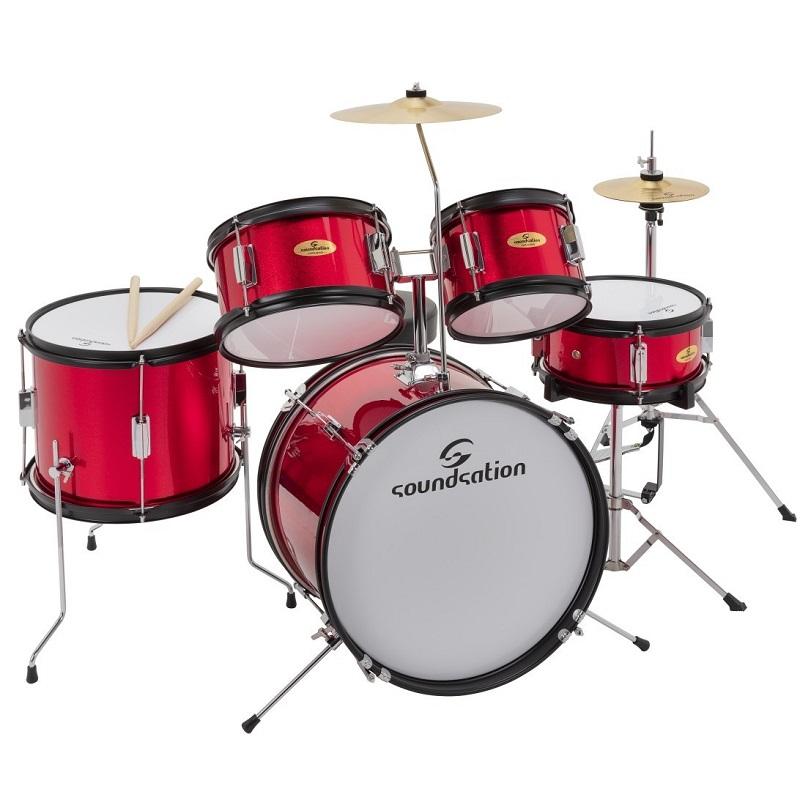 Soundsation JDK100-MR Drum Set 5 pcs junior metallic red Batteria acustica per bambini