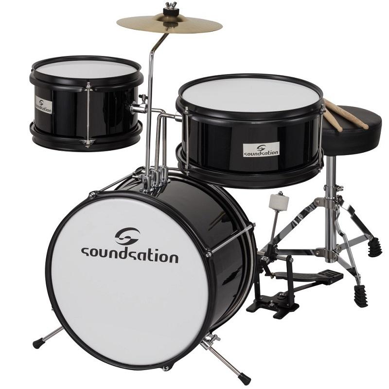 Soundsation JDK313-BK Batteria acustica per bambini da 3 fusti completa nera